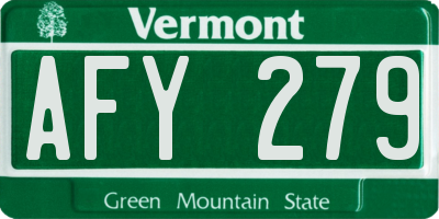 VT license plate AFY279