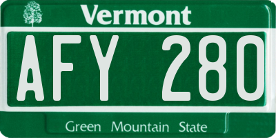 VT license plate AFY280