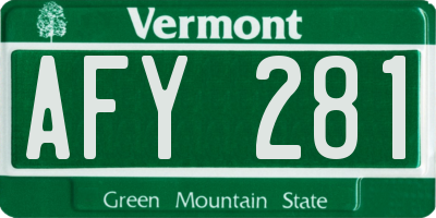 VT license plate AFY281
