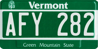 VT license plate AFY282