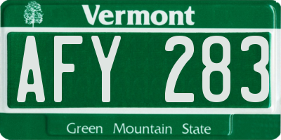 VT license plate AFY283