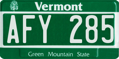 VT license plate AFY285