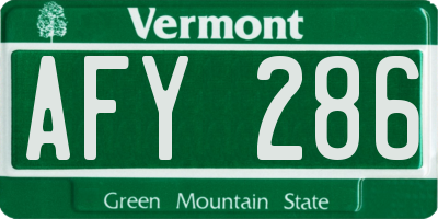 VT license plate AFY286