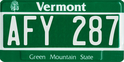 VT license plate AFY287