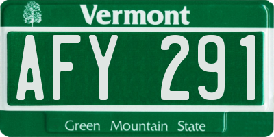 VT license plate AFY291