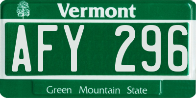 VT license plate AFY296