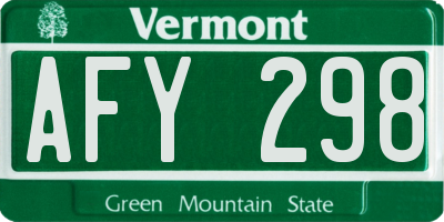 VT license plate AFY298