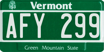 VT license plate AFY299