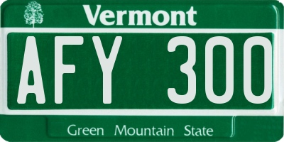 VT license plate AFY300
