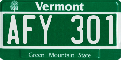 VT license plate AFY301