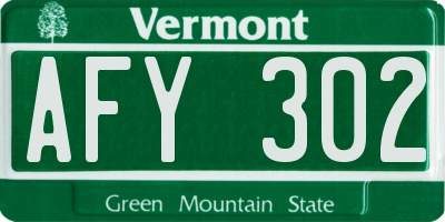 VT license plate AFY302