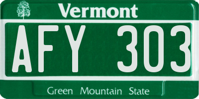 VT license plate AFY303