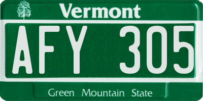 VT license plate AFY305