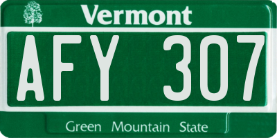 VT license plate AFY307