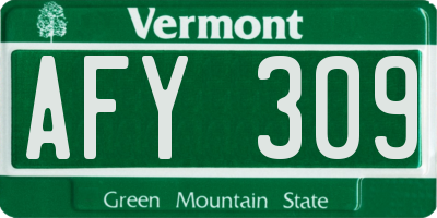 VT license plate AFY309