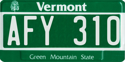 VT license plate AFY310