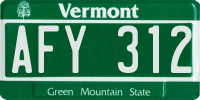 VT license plate AFY312
