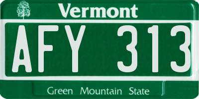 VT license plate AFY313