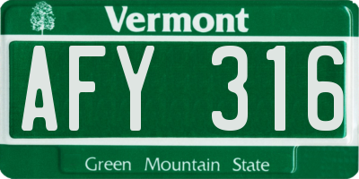 VT license plate AFY316
