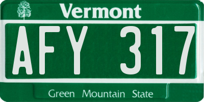 VT license plate AFY317
