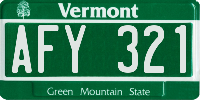 VT license plate AFY321