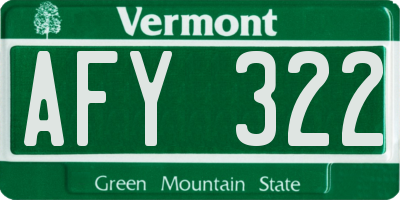 VT license plate AFY322