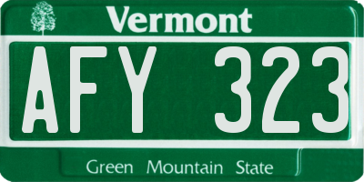 VT license plate AFY323