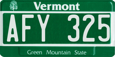 VT license plate AFY325