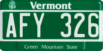 VT license plate AFY326
