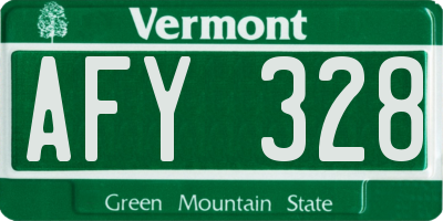 VT license plate AFY328