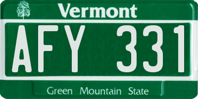 VT license plate AFY331