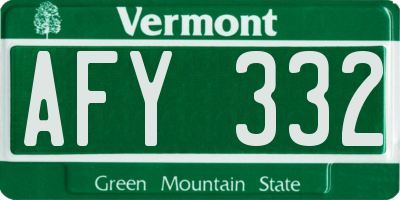 VT license plate AFY332