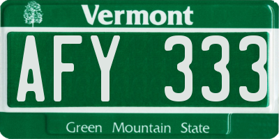 VT license plate AFY333