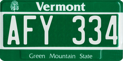 VT license plate AFY334