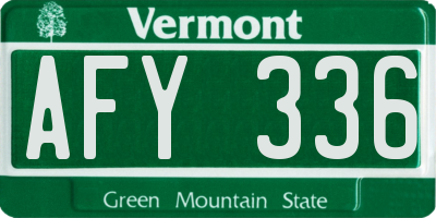 VT license plate AFY336