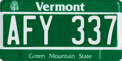 VT license plate AFY337