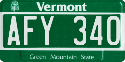 VT license plate AFY340