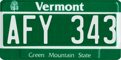 VT license plate AFY343
