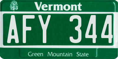 VT license plate AFY344