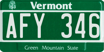 VT license plate AFY346