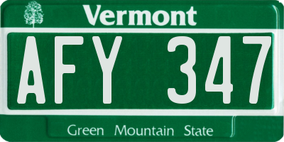 VT license plate AFY347