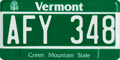 VT license plate AFY348