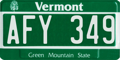 VT license plate AFY349