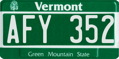 VT license plate AFY352
