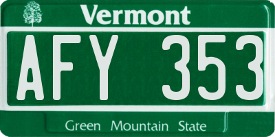 VT license plate AFY353