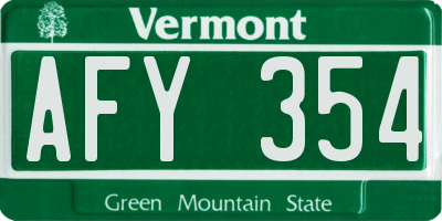 VT license plate AFY354