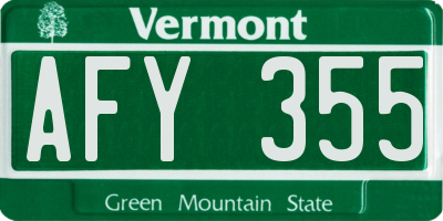 VT license plate AFY355