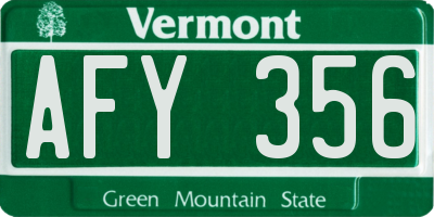 VT license plate AFY356