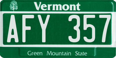 VT license plate AFY357