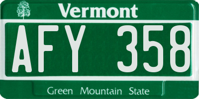 VT license plate AFY358